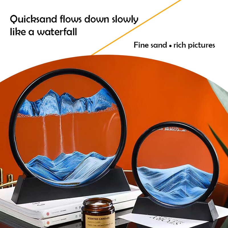 3D Sand Art Picture - Dynamic Liquid Motion Purple Quicksand Office Desktop Decor