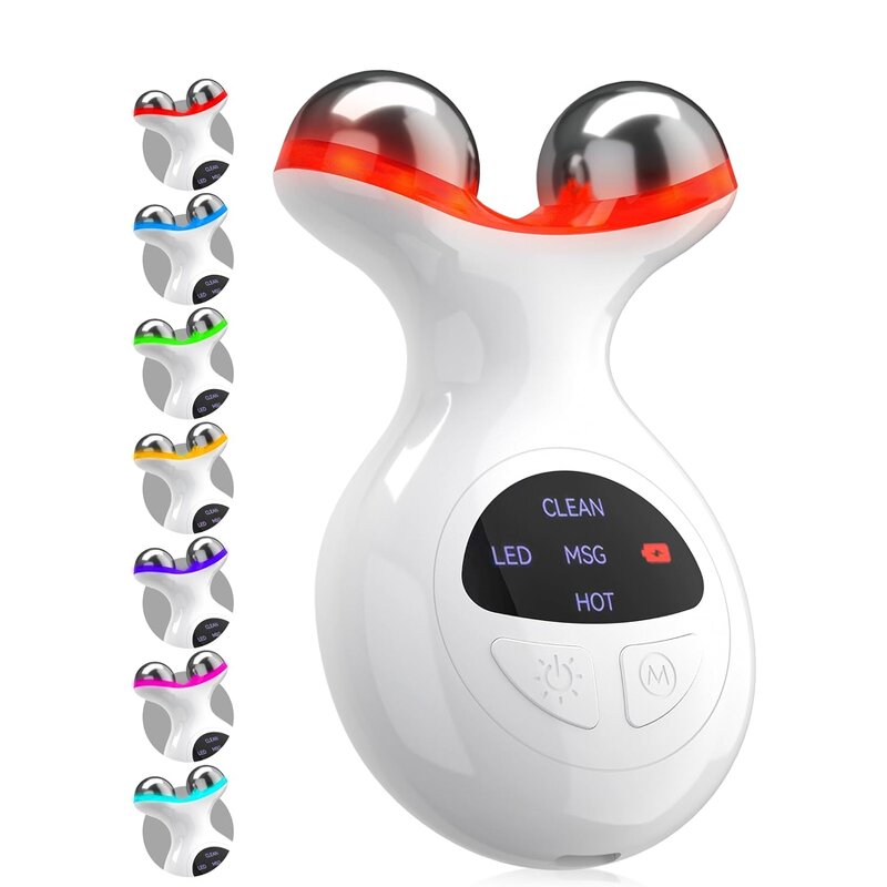 3D Lifting Facial Massager - 7 Color LED Microcurrent Anti-Aging Rejuvenation Tool