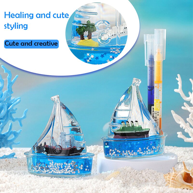Acrylic Sailboat Decor - Star Glitter Mineral Oil Beach House Event Prop Gift