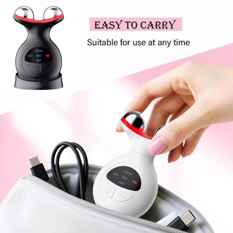 7 Color LED Facial Massager - Ultra-Portable 45℃ Heating Vibration Neck Face Tool