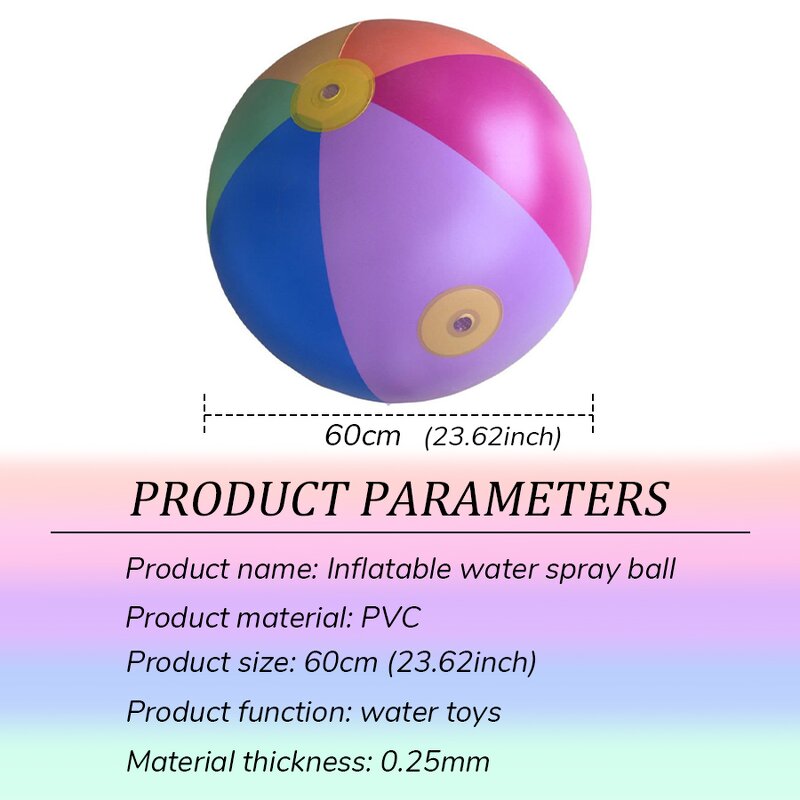 Inflatable Sprinkler Ball - 60cm PVC Beach Family Water Games Summer Toy