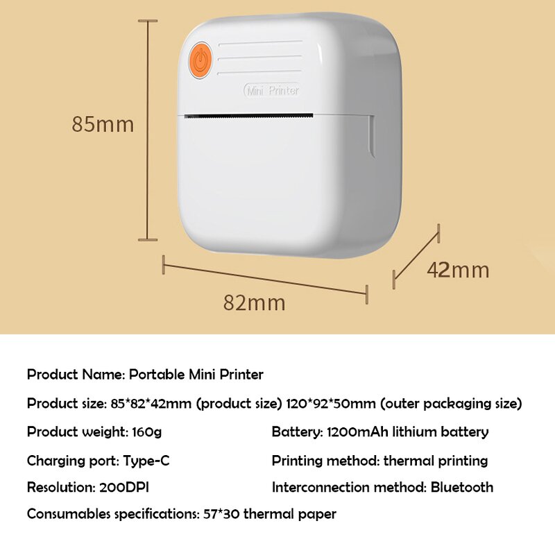 Wireless Thermal Printer - Bluetooth Mini Photo Label Notes DIY Sticker Tool