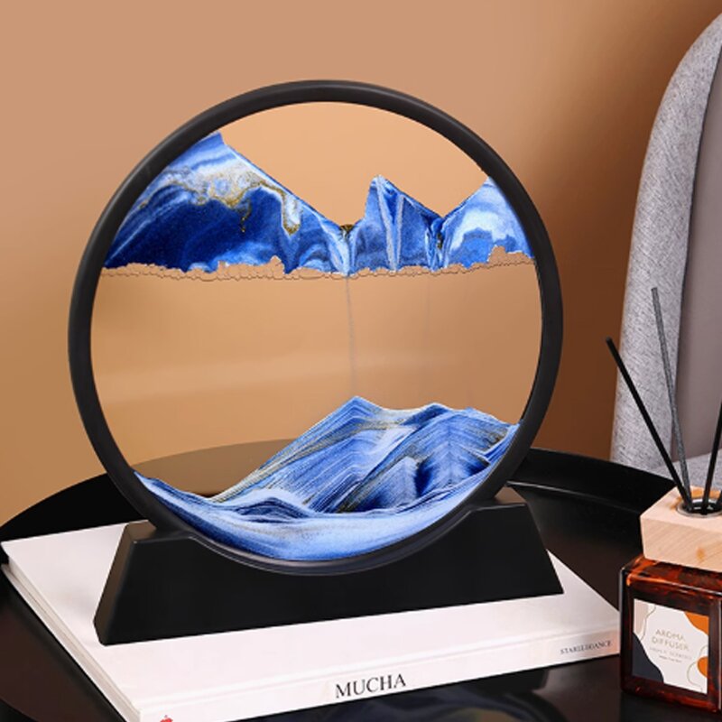 3D Sand Art Picture - Deep Sea Landscape Glass Kinetic Office Bookshelf Decor