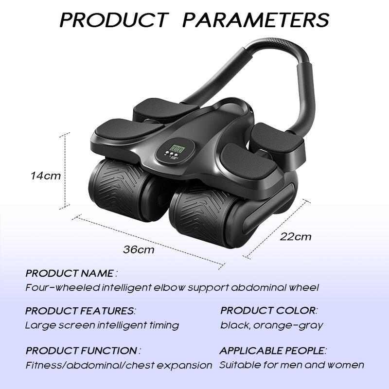 4-Wheel Ab Roller - Fitness Digital Timing Abdominal Core Workout Tool