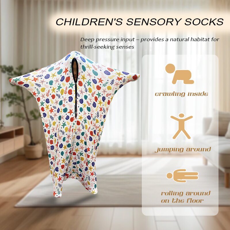 Dinosaur Sensory Sock - Rainbow Pattern Promote Relaxation Enhance Proprioception