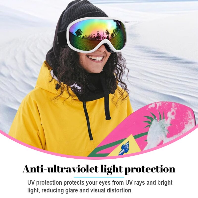 Ski Goggles - Men Women Anti-Fog UV Protection Snowboard Adult Youth Eyewear