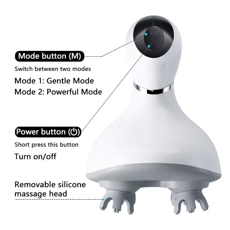 Head Massager Manufacturer - CE Electric Scalp HM01 with 4 Massage Heads Stress Release