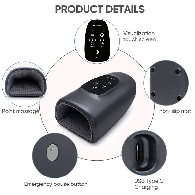 Hand Massager Manufacturer - Cordless Air Compression Electric with Heating Therapy for Fingers