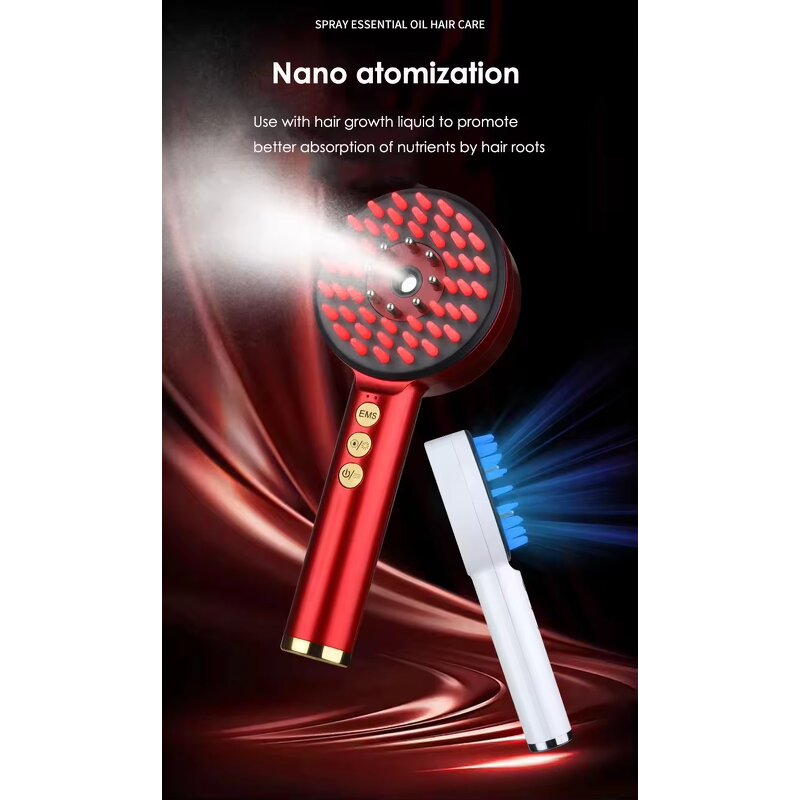 Hair Comb Manufacturer - 3-in-1 Multi-Functional Head Massager Red Blue Light with Oil Applicator