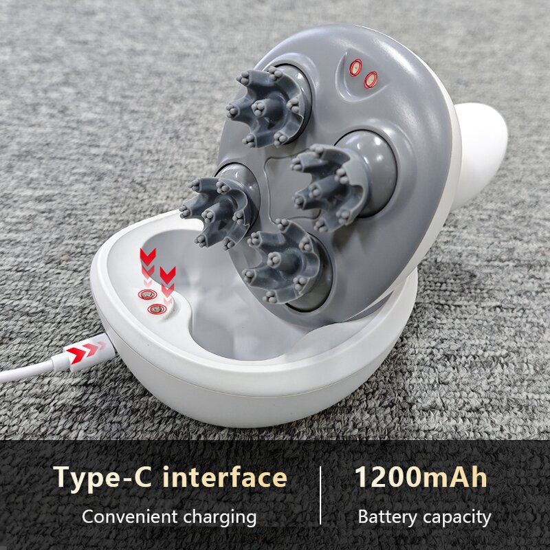 Head Massager Manufacturer - CE Electric Scalp HM01 with 4 Massage Heads Stress Release