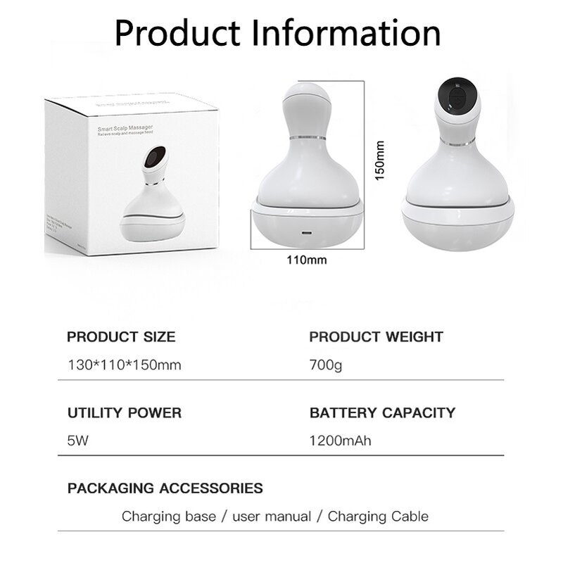 Head Massager Manufacturer - Rechargeable Waterproof Handheld HM01 Stress Relax Electric Scalp