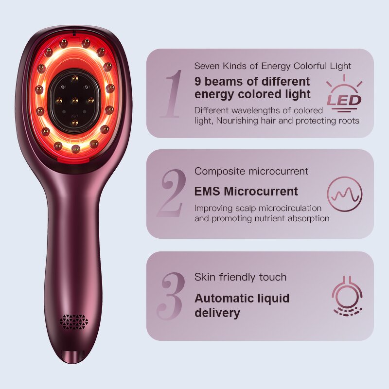 EMS Infrared Laser Comb - Scalp Massager Hair Growth Oil Applicator Brush