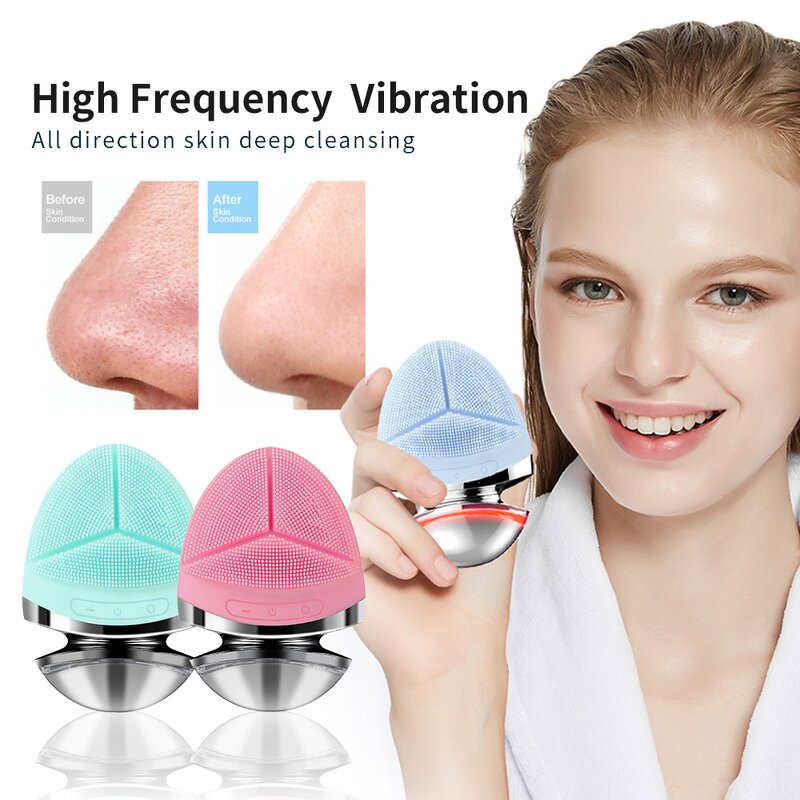 Silicone Electric Massager - 2 in 1 Sonic Waterproof Exfoliating Scrubber