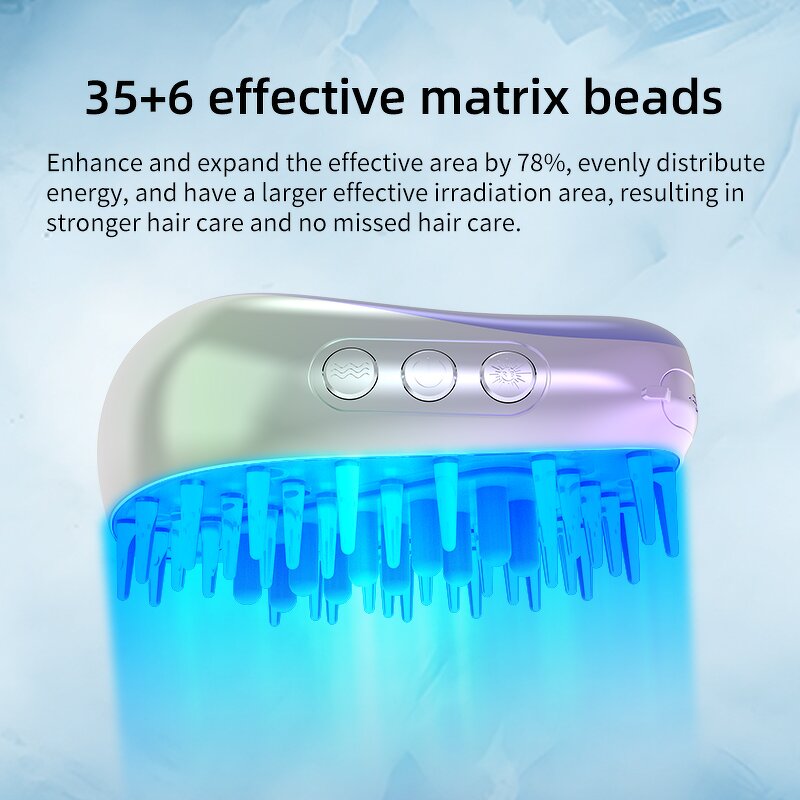 Electric Hair Growth Comb - Red Blue Light EMS Essence Nutrition Guide