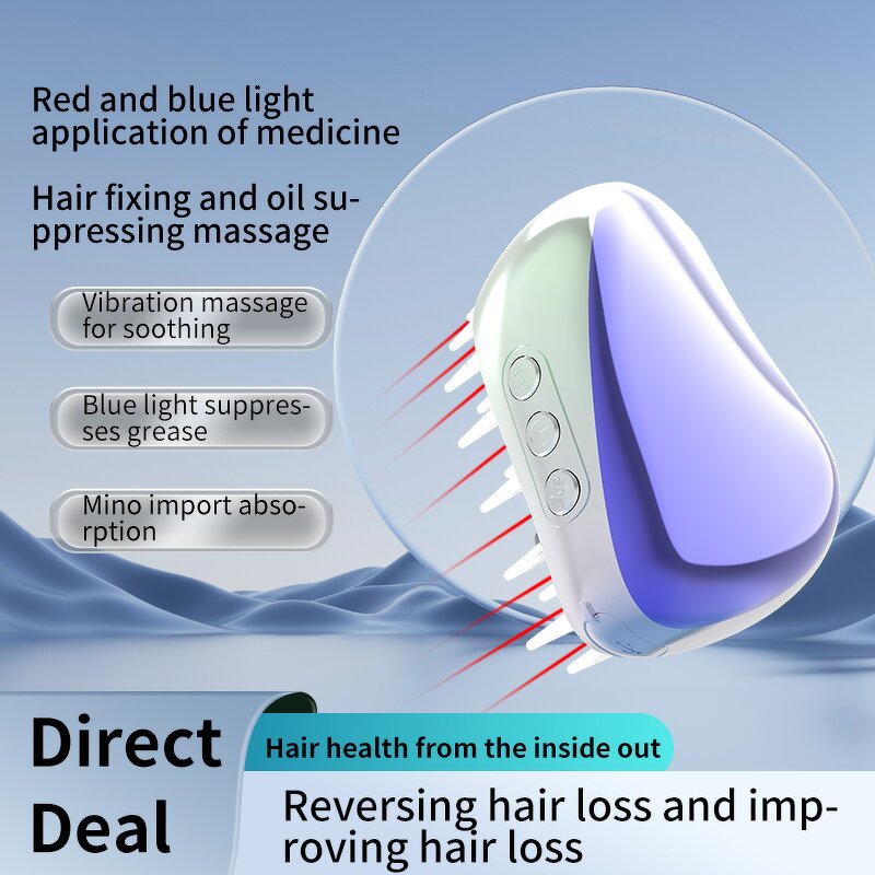 Electric Scalp Massage Comb - 2025 LED Red Light Anti-Loss Hair Oil Tool