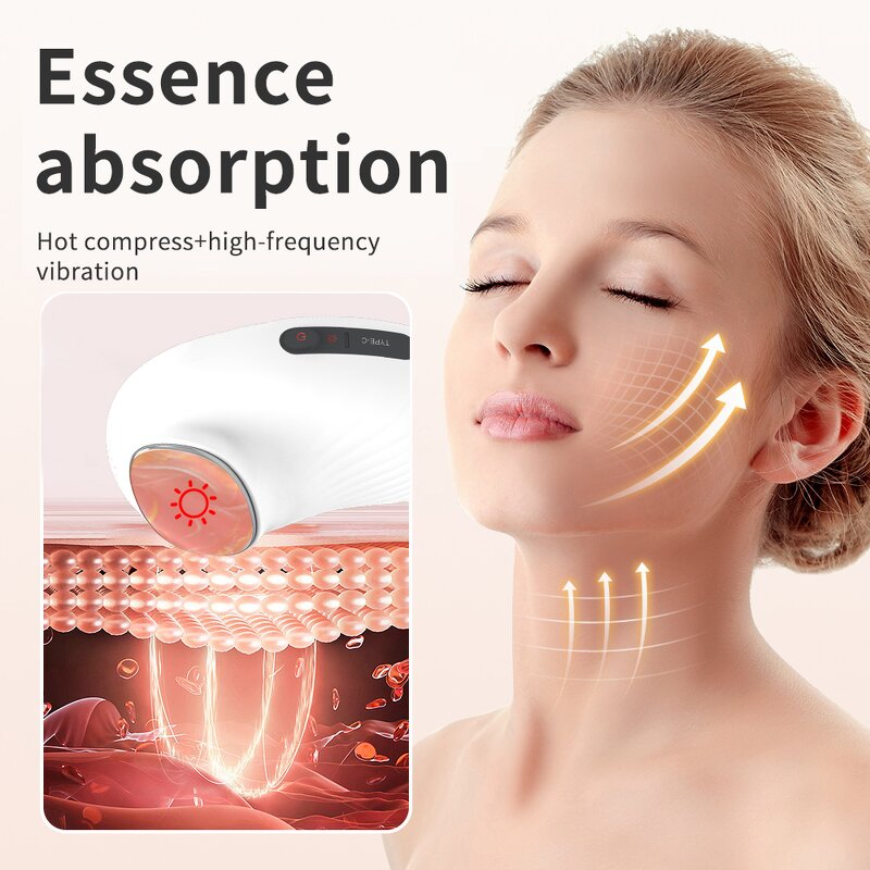Facial Beauty Device - USB Hot Cold Vibration Skin Rejuvenation Tightening