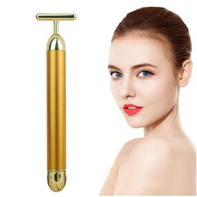 24k Gold Energy Beauty Bar - T Shape Vibrating Facial Lifting Roller