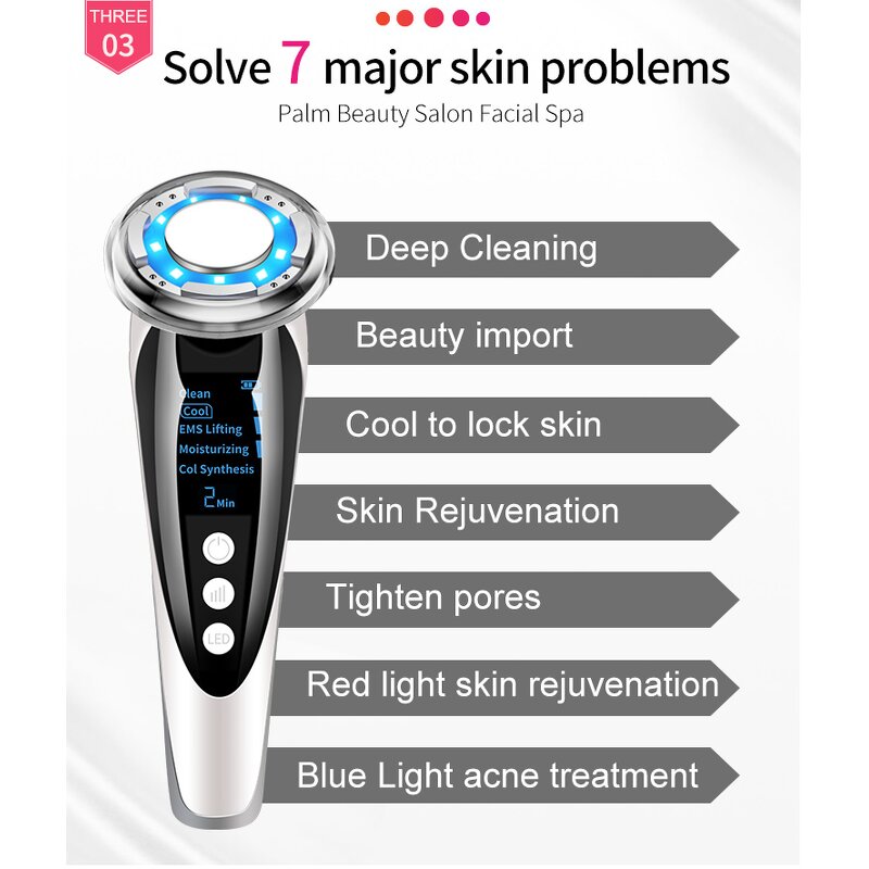 EMS Face Microcurrent Machine - Red LED Handheld Face Lift Massager