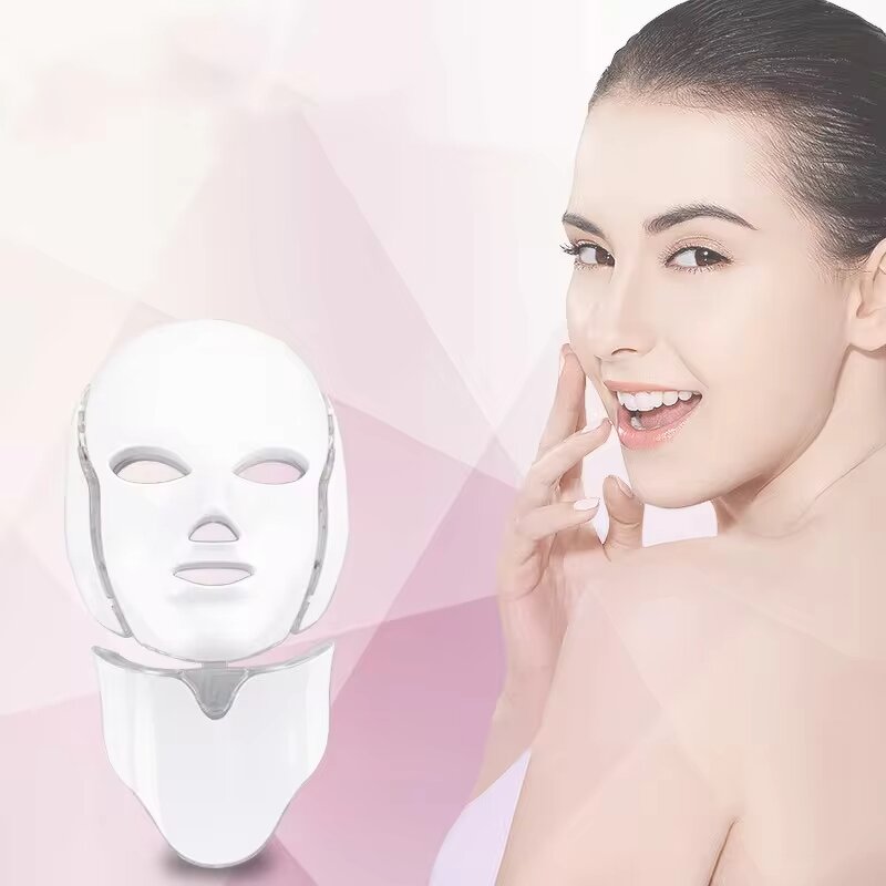 LED Facial Mask - 7 Color Light Phototherapy Face Neck Whitening Mask