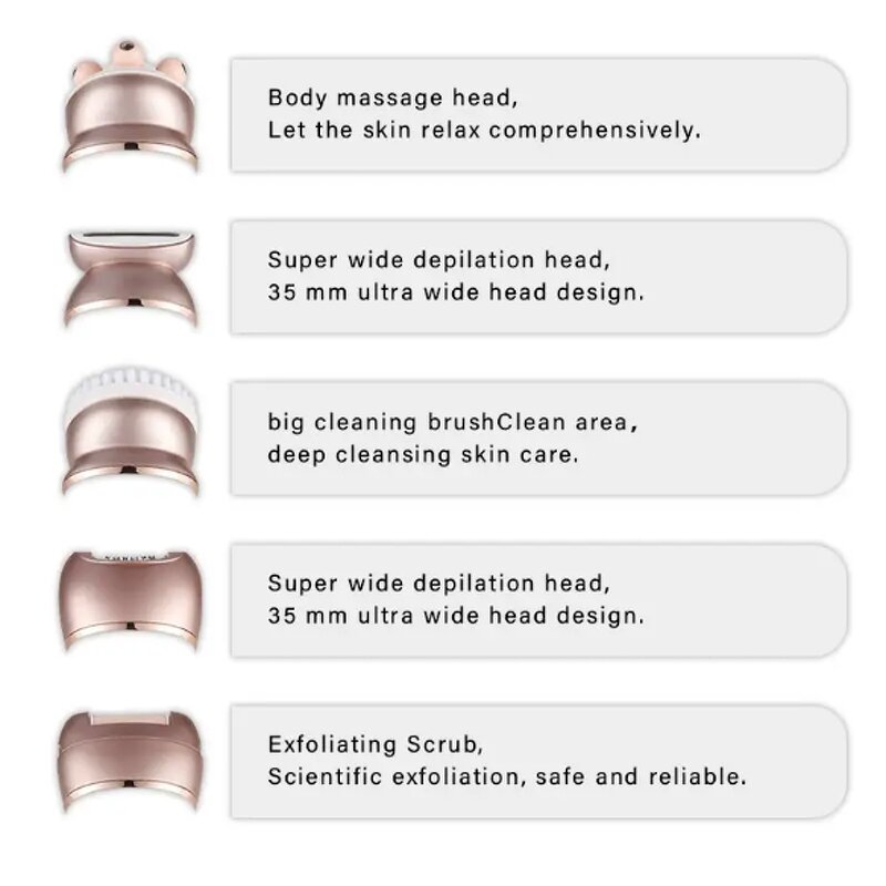 5 in 1 Hair Removal Appliance - Lady Shaver Callus Remover Epilator