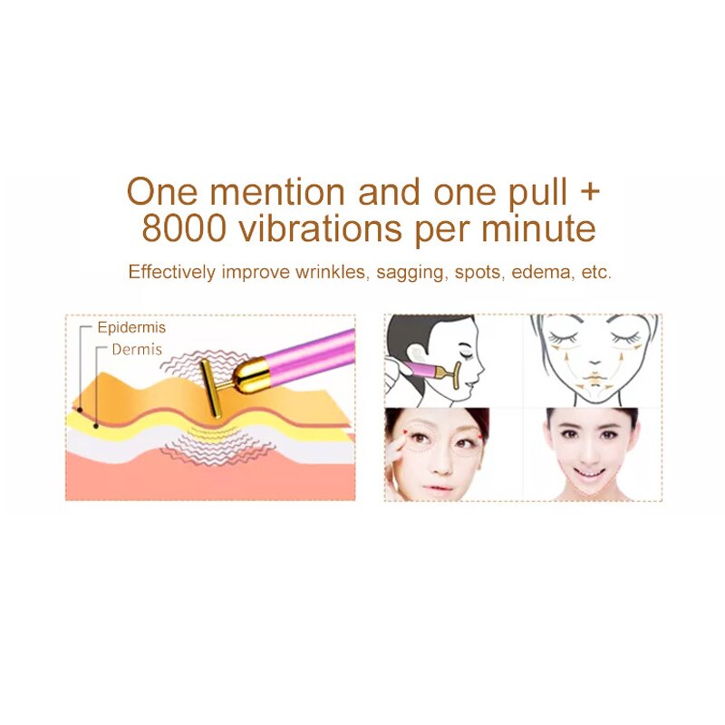 T Shape Electric Beauty Bar - 24k Golden Private Label Facial Massager