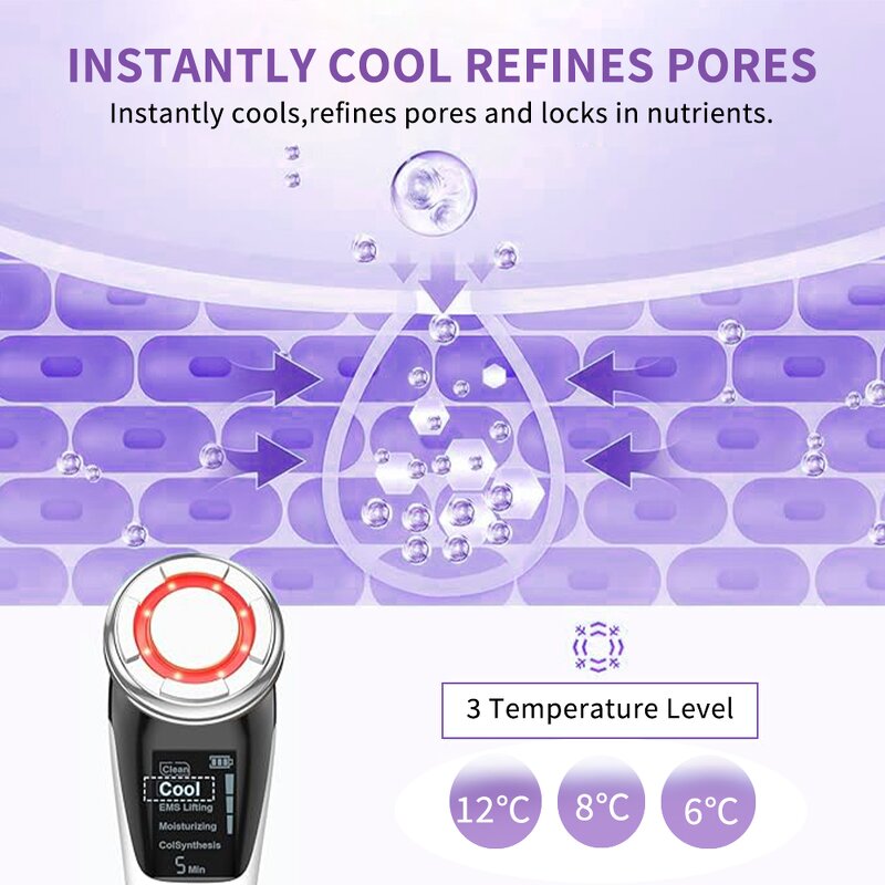 Face Neck Massager - Hot Cold LED EMS Multi-Functional Anti-Aging Device