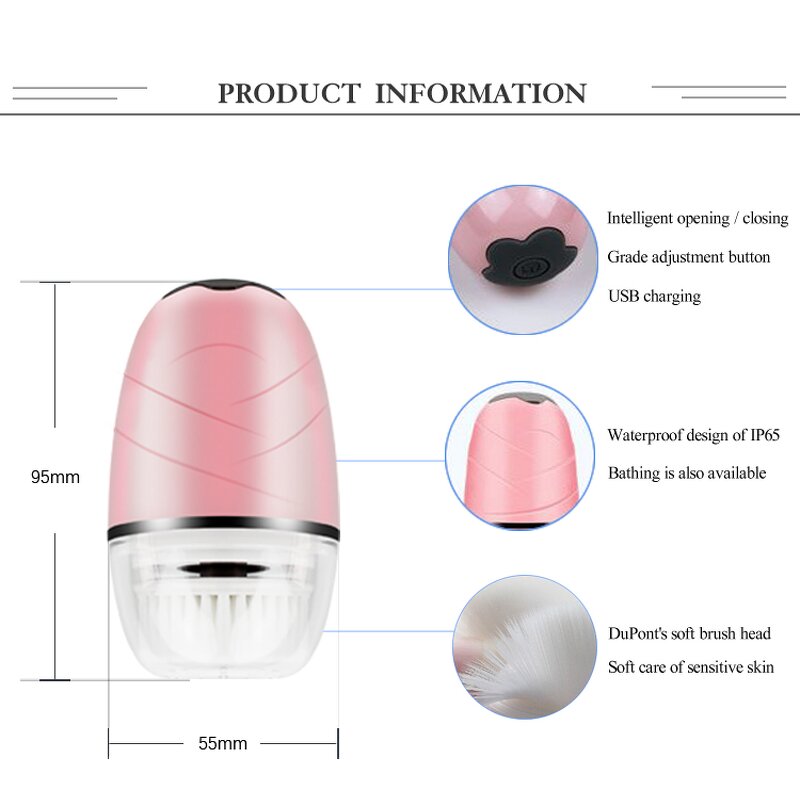 EMS Electric Facial Cleansing Brush - Hot Cool Waterproof Silicone Tool