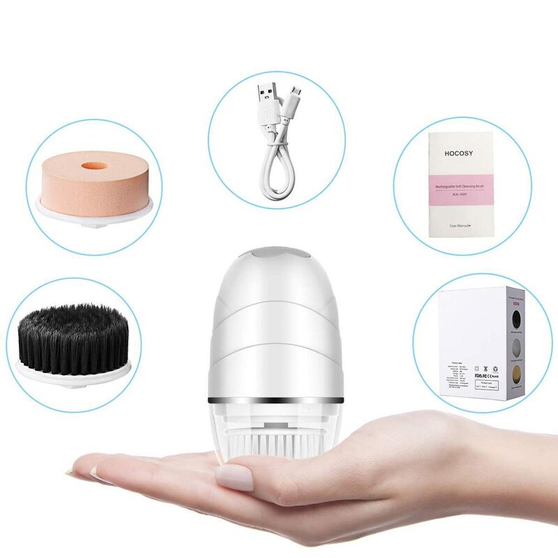 EMS Electric Facial Cleansing Brush - Hot Cool Waterproof Silicone Tool