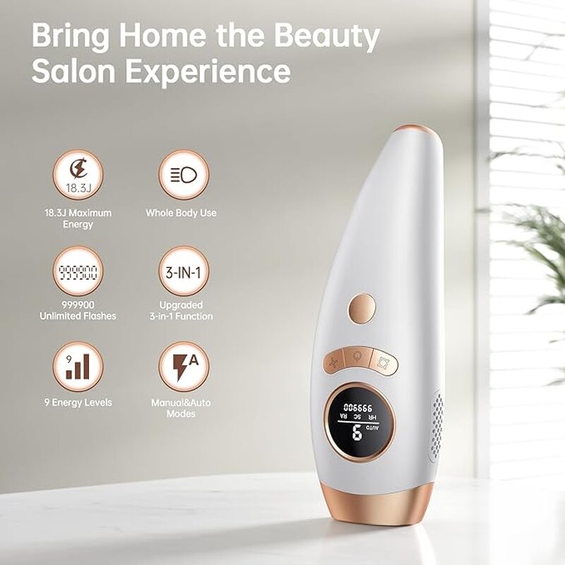 IPL Hair Removal Device - Hand Held Ice-Cooled 999999 Flashes Whole Body