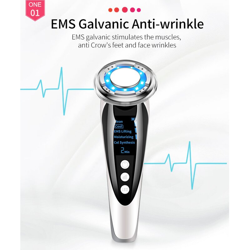 EMS Face Microcurrent Machine - Red LED Handheld Face Lift Massager