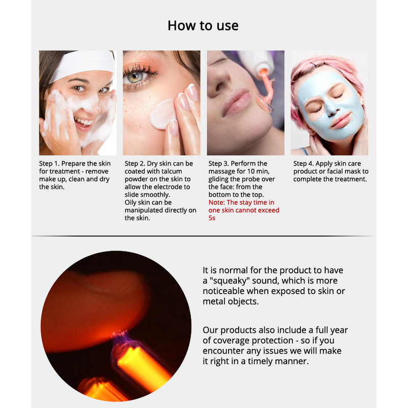 High Frequency Facial Machine - Electrotherapy Wand Acne Wrinkle Remover