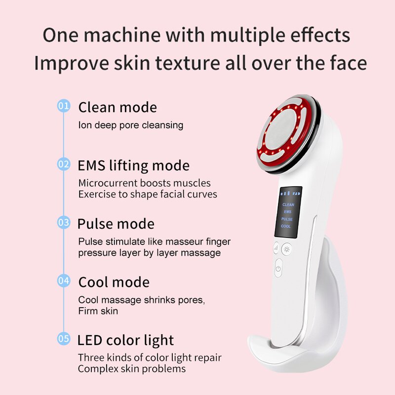 Ultrasonic LED Facial Massager - Galvanic Ion Sonic SPA Wrinkle Remover