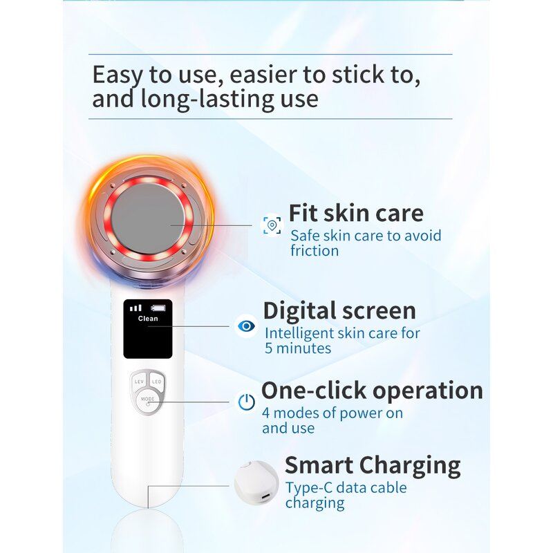 EMS Facial Lifting Massager - Exclusive Hot Cold Red Blue LED Device