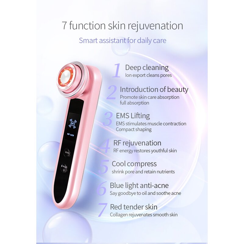 RF Beauty Device - Red Blue Light Ice Compress Face Lift Instrument