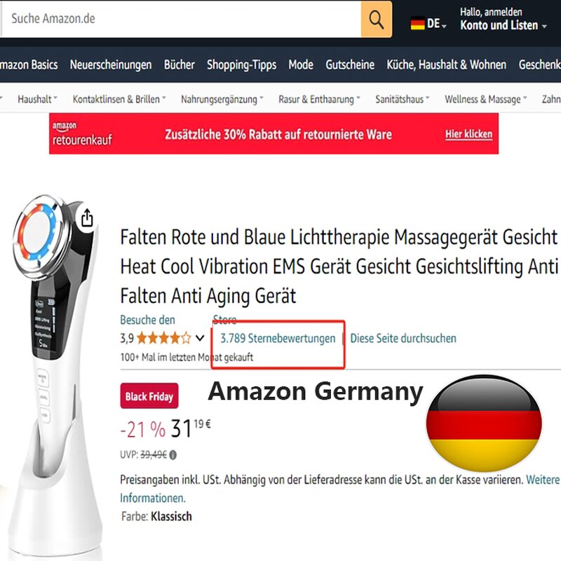 Hot Cold Face Care Device - EMS LED Light Therapy Face Lifting Instrument