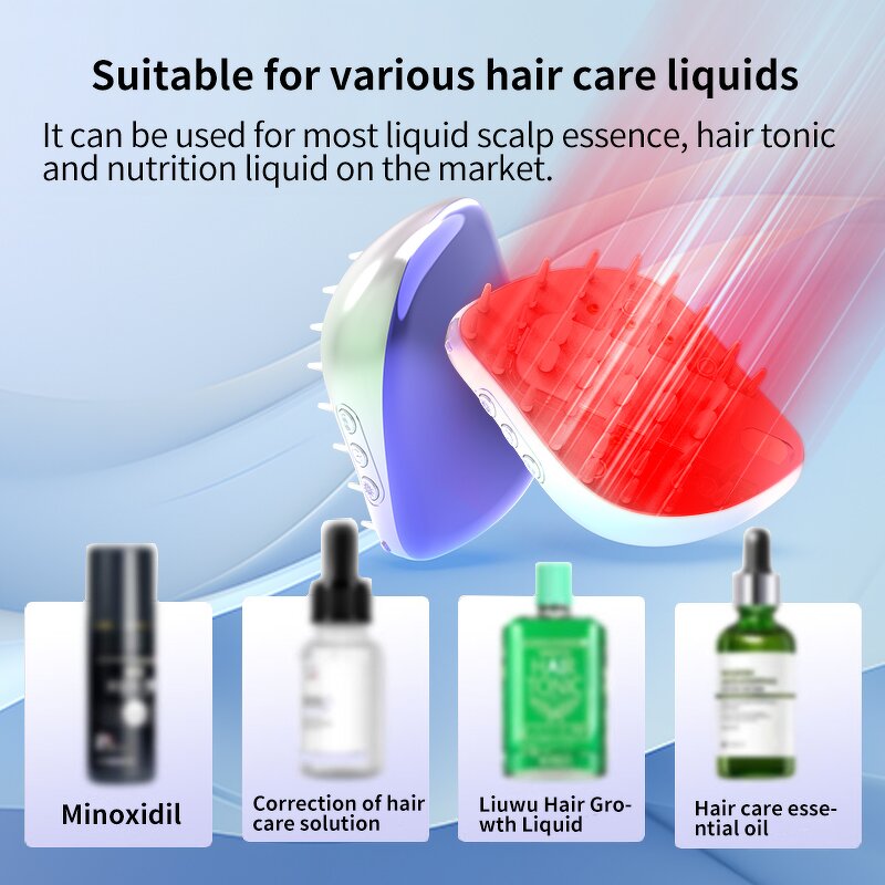 Electric Scalp Massage Comb - 2025 LED Red Light Anti-Loss Hair Oil Tool