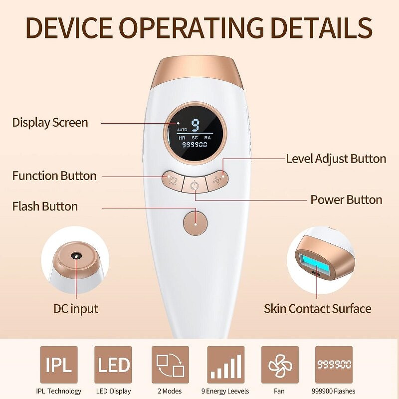Ice Cooling IPL Epilator - Home Light Painless Permanent Hair Remover