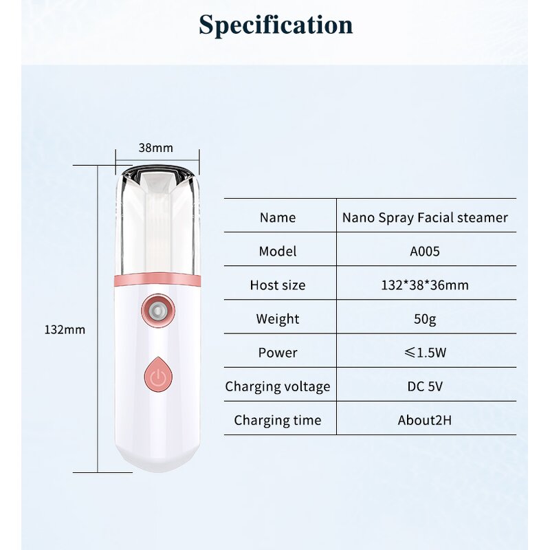 Nano Mist Sprayer - Portable Pearl White USB Indoor Outdoor Car Tool
