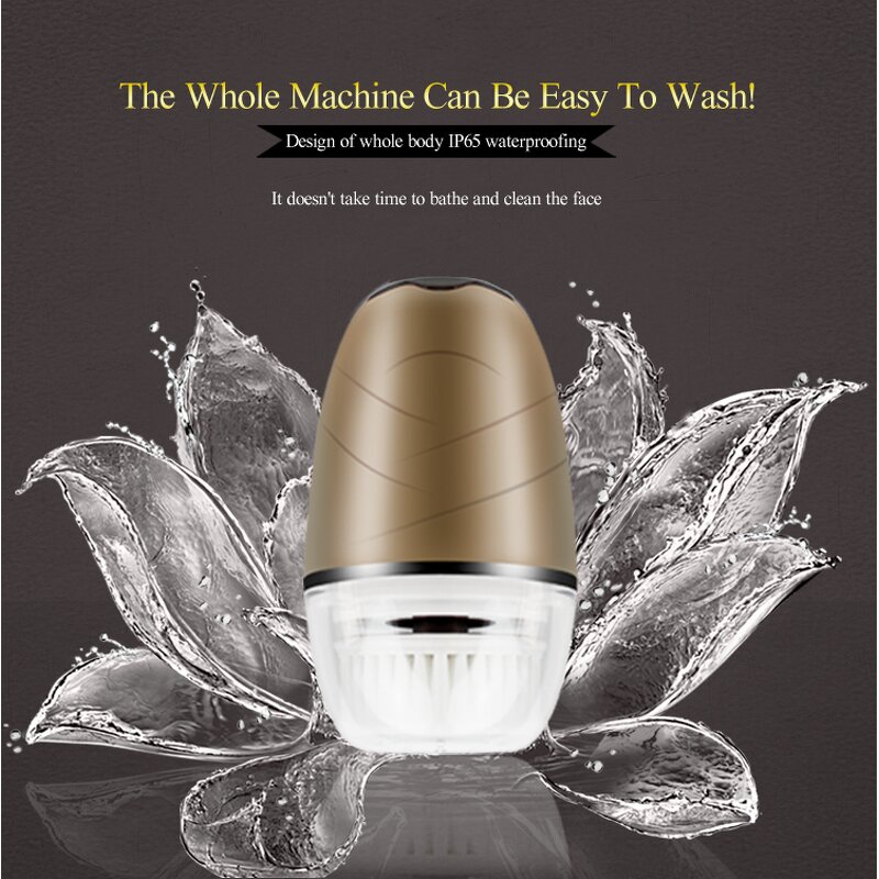 EMS Electric Facial Cleansing Brush - Hot Cool Waterproof Silicone Tool
