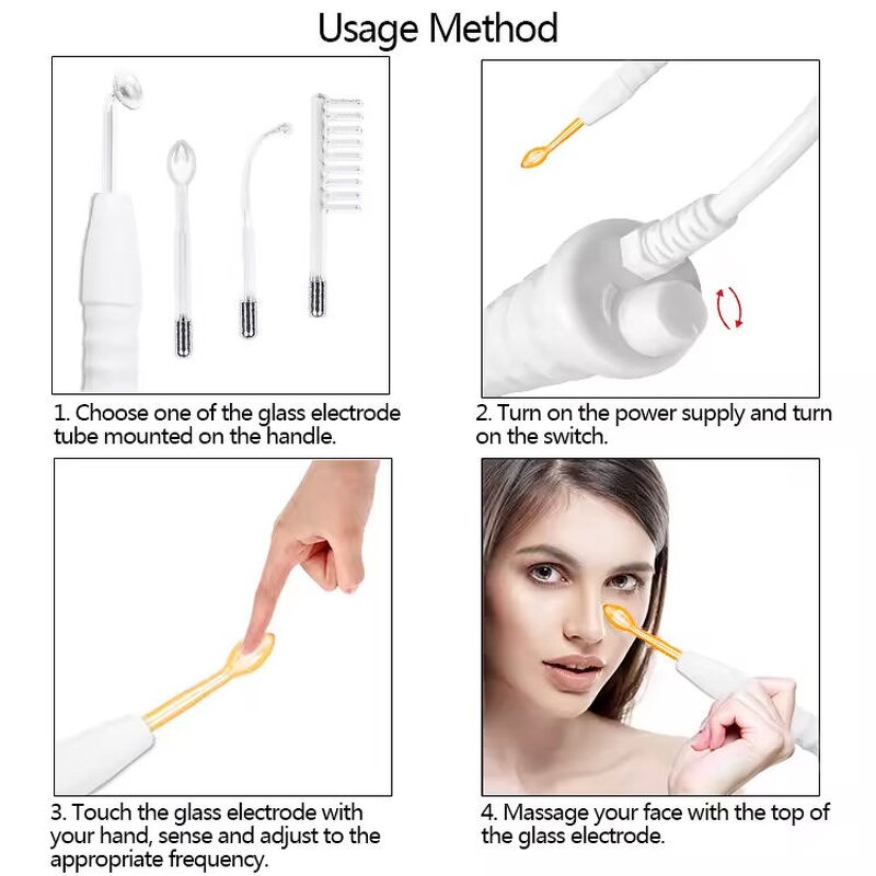 High Frequency Facial Machine - Electrotherapy Wand Acne Wrinkle Remover