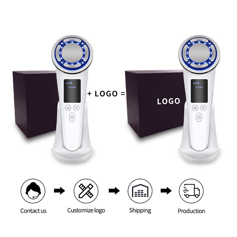 Ultrasonic LED Facial Massager - Galvanic Ion Sonic SPA Wrinkle Remover