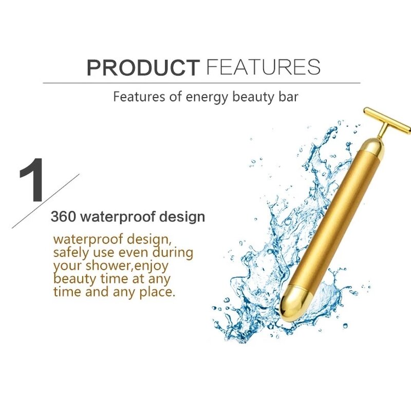 24K Gold Energy Beauty Bar - Daily Facial Neck Lifting Skin Care Tool