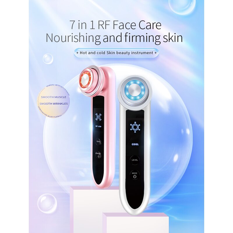 RF Beauty Device - Red Blue Light Ice Compress Face Lift Instrument