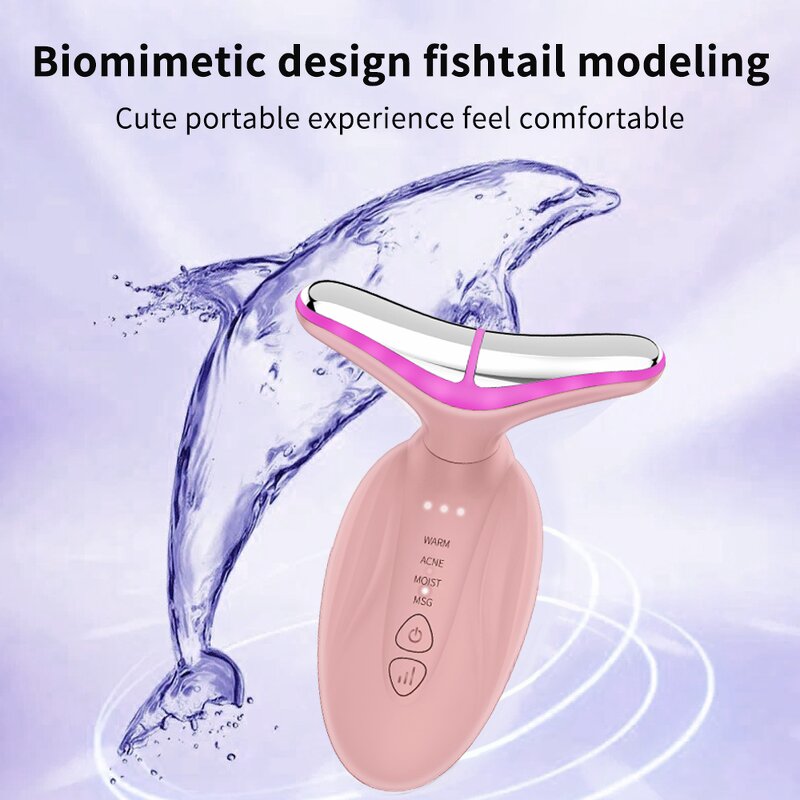 LED Facial Light Therapy Device - 7 Color EMS Face Neck Lifting Massager