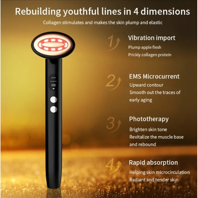 LED Light Facial Beauty Machine - Hot Cool Face Lifting UK Plug Tool