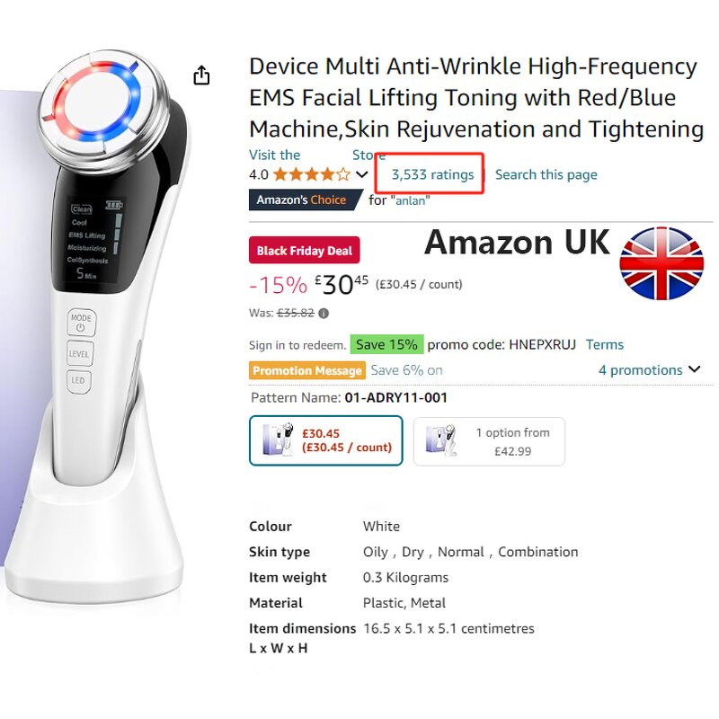 Hot Cold Face Care Device - EMS LED Light Therapy Face Lifting Instrument