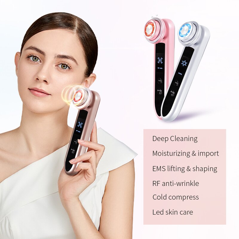 RF Beauty Device - Red Blue Light Ice Compress Face Lift Instrument