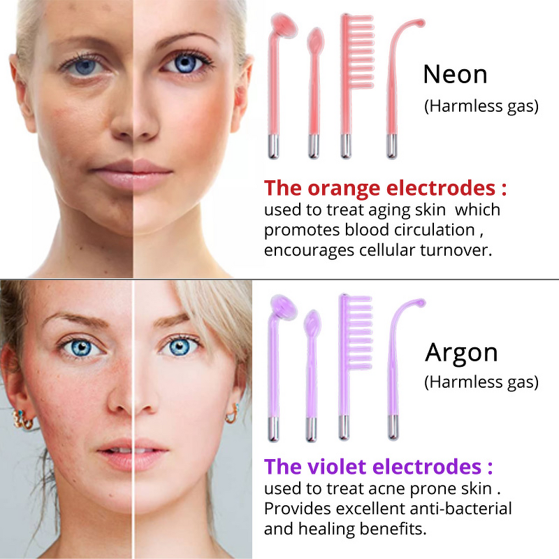 High Frequency Facial Machine - Electrotherapy Wand Acne Wrinkle Remover