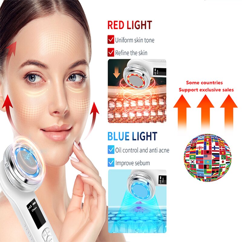 EMS Facial Lifting Massager - Exclusive Hot Cold Red Blue LED Device