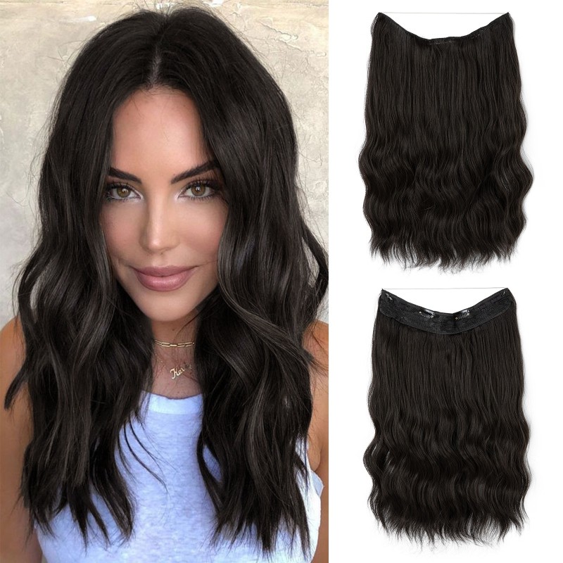 One Piece Hair Extension Supplier - 16 Inch Wavy Synthetic Fish Line